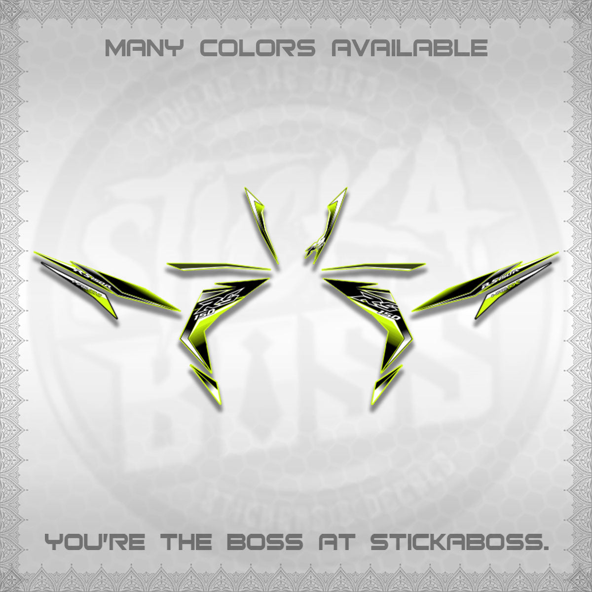 WINNER 150 V1 DECALS (GTR 150 RS PATTERN)STICKER DECALS By STICKABOSS