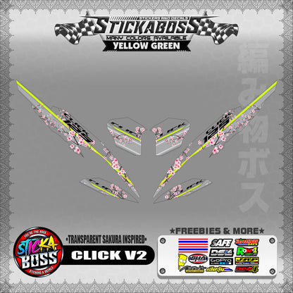 【PREMIUM UV PRINT】TRANSPARENT CLICK 125 / 150 V2 DECALS ( SAKURA INSPIRED )【WITH FREEBIES】