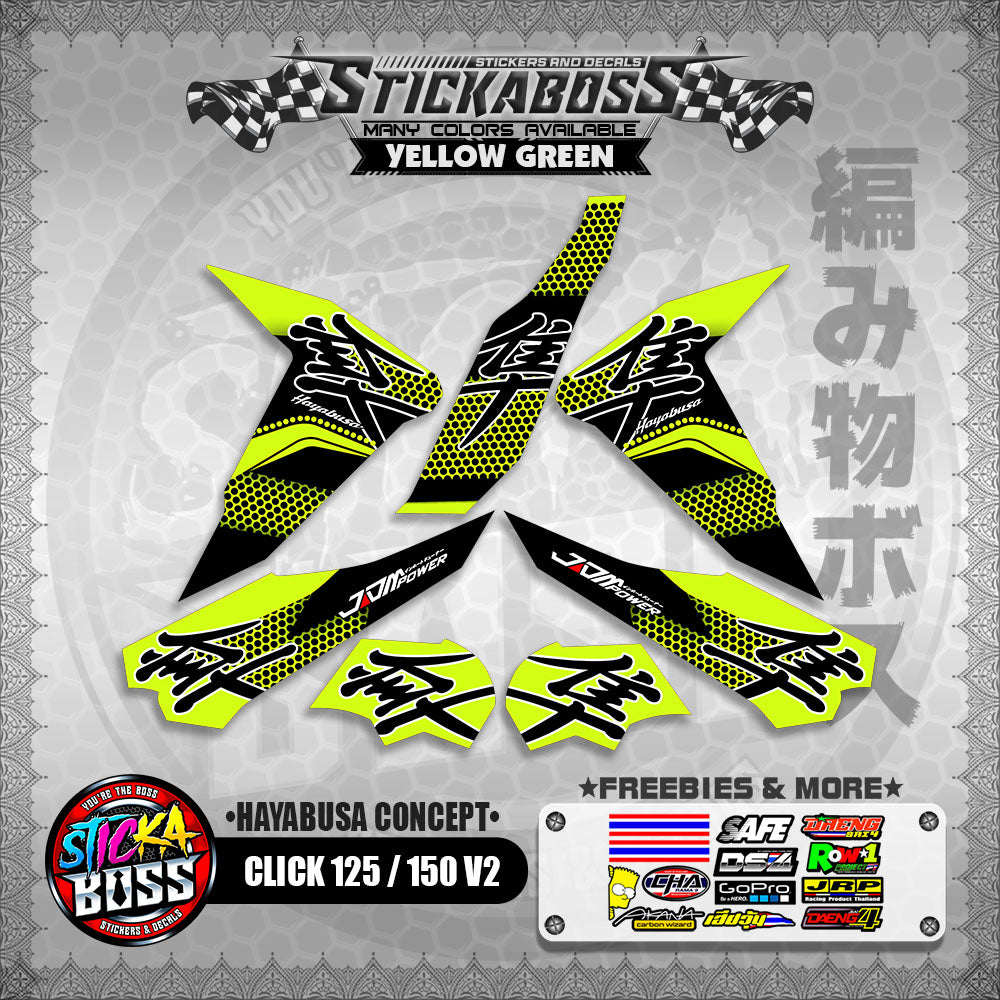 CLICK 125 / 150 V2 STICKER DECALS ( HAYABUSA CONCEPT )【WITH FREEBIES】