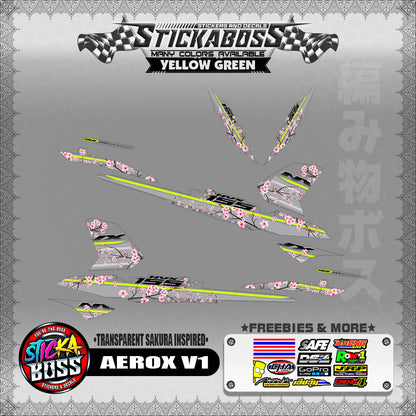 【PREMIUM UV PRINT】TRANSPARENT AEROX 155 V1 (  SAKURA INSPIRED )【WITH FREEBIES】