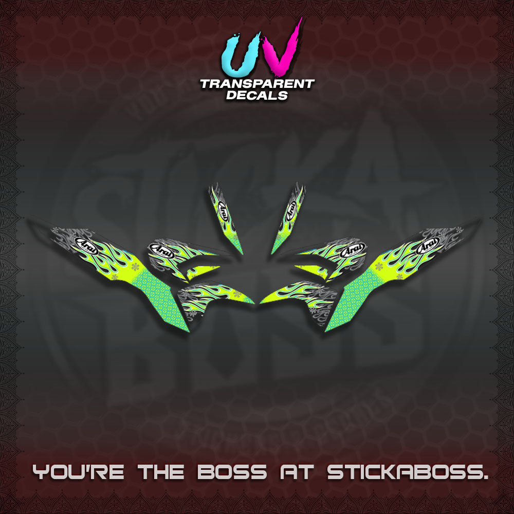 【PREMIUM UV PRINT】TRANSPARENT CLICK 125 V3  DECALS(ARAI API NEW TERBARU DESIGN)By STICKABOSS