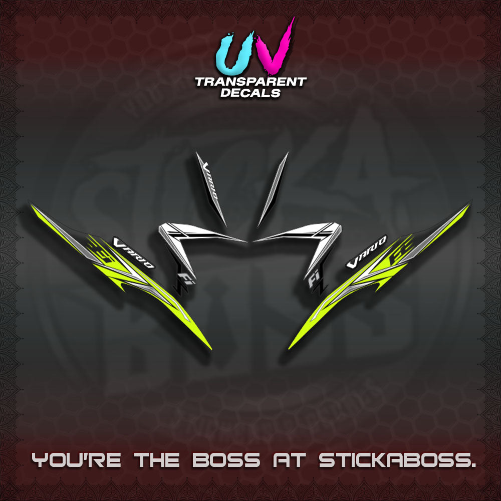 【PREMIUM UV PRINT】TRANSPARENT CLICK V2  VARIO DECALS(2026 CUSTOM 001 DESIGN)By STICKABOSS