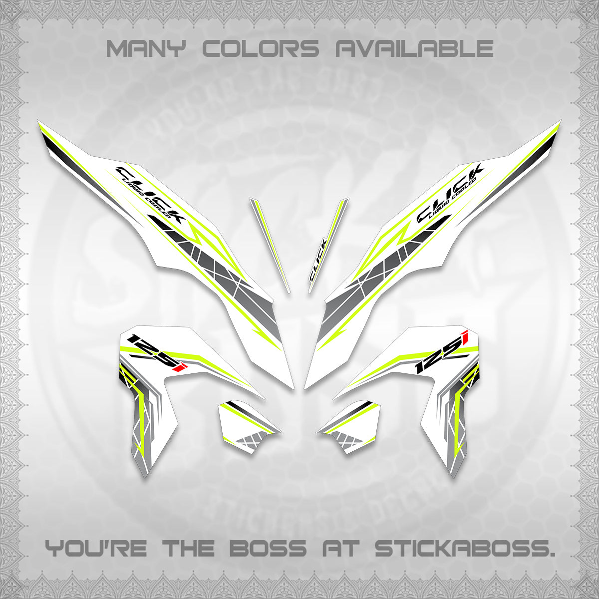 CLICK 125 V3 FOR WHITE DECALS (2023 SIMPLE STRIPE DESIGN) STICKER DECALS By STICKABOSS