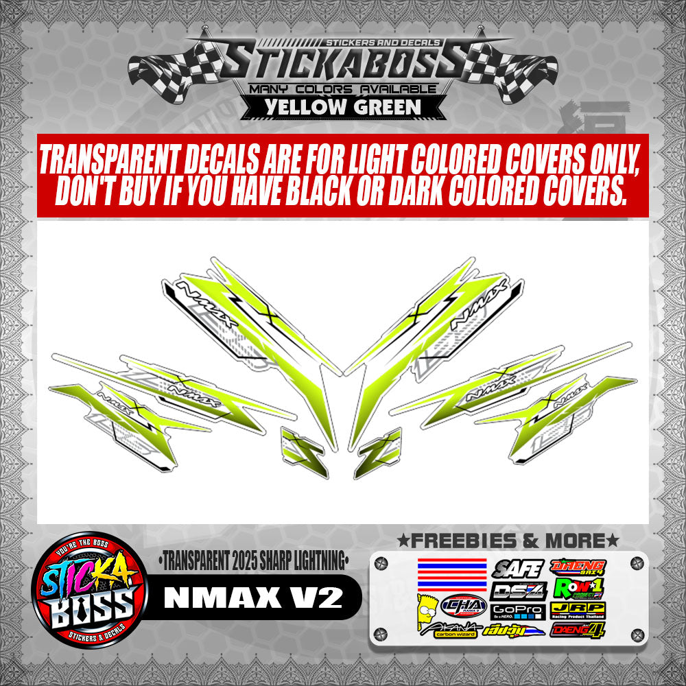 NMAX V2 INDO STICKER DECALS ( TRANSPARENT 2025 SHARP LIGHTNING )【WITH FREEBIES】