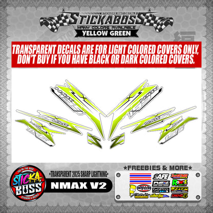 NMAX V2 INDO STICKER DECALS ( TRANSPARENT 2025 SHARP LIGHTNING )【WITH FREEBIES】