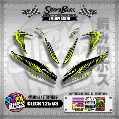 CLICK 125 V3 DECALS ( VARICHA X STRIPPINGS )【WITH FREEBIES】