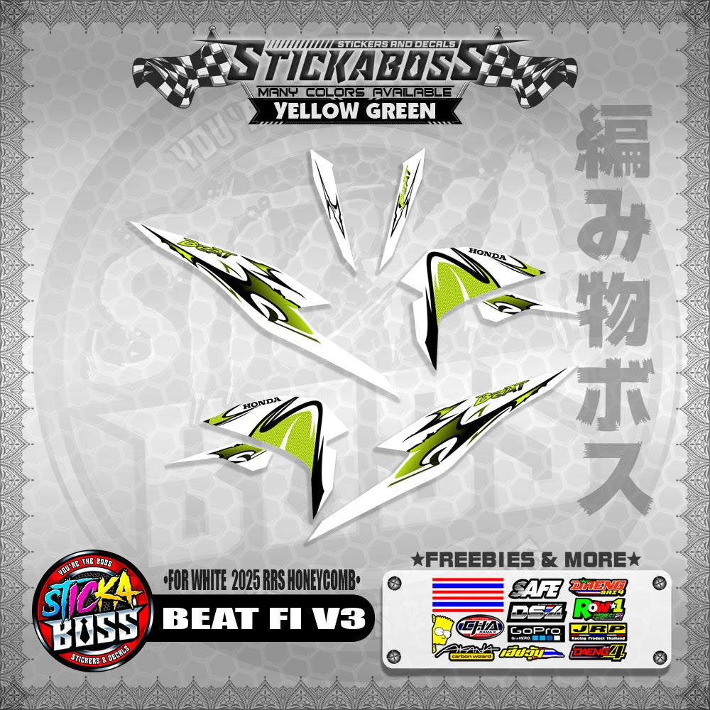 BEAT FI V3 INDO STICKER DECALS ( FOR WHITE  2025 RRS HONEYCOMB )【WITH FREEBIES】