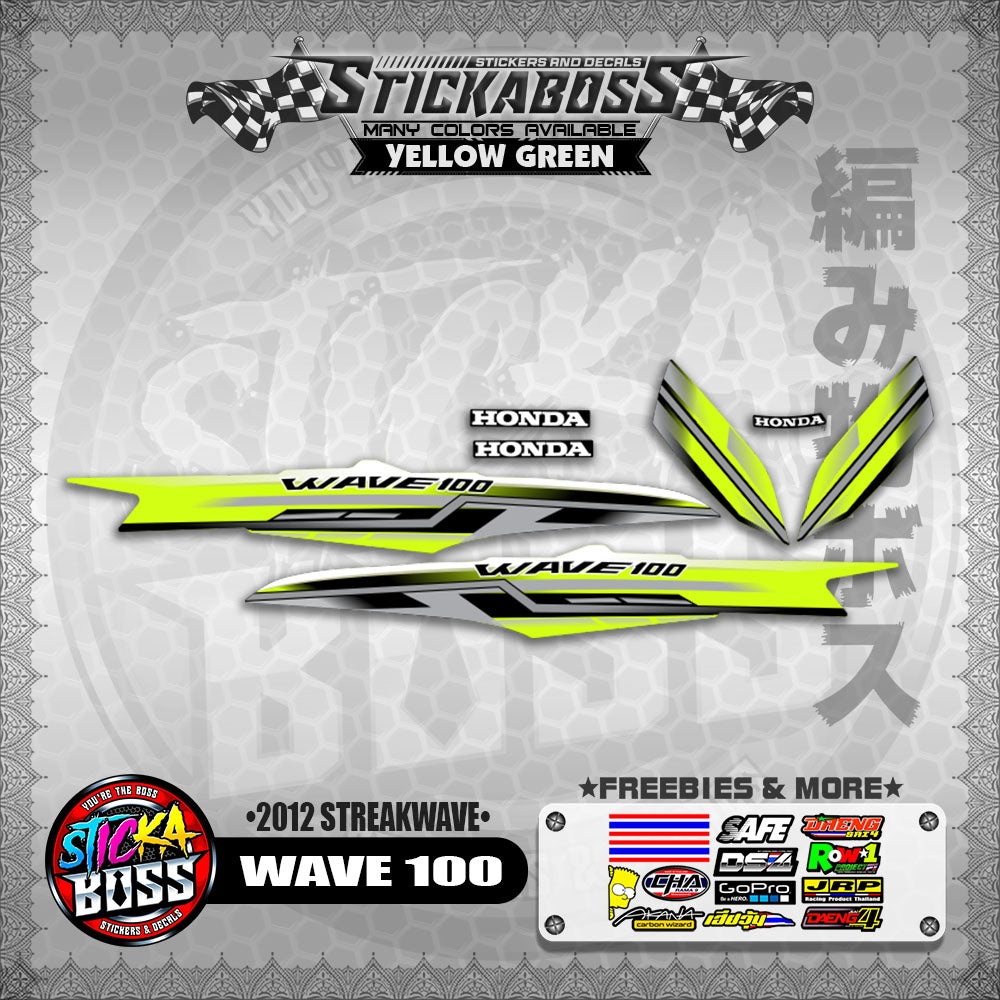WAVE 100  STICKER DECALS ( 2012 STREAKWAVE ) 【WITH FREEBIES】