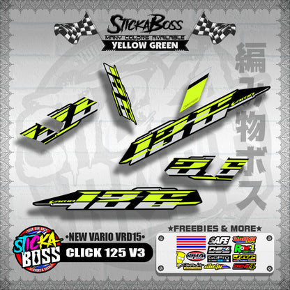 CLICK 125 V3 DECALS ( NEW VARIO VRD15 )[ PREMIUM GLOSSY LAMINATED ]【WITH FREEBIES】