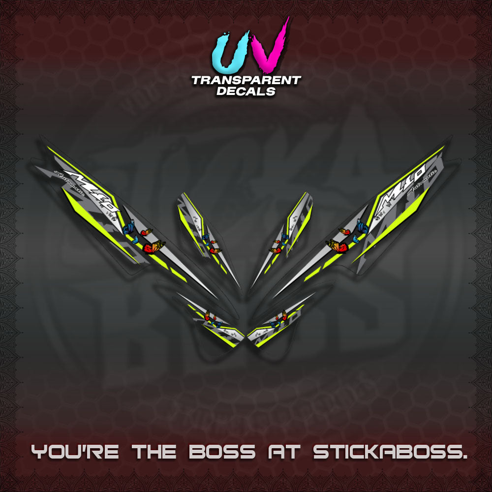 【PREMIUM UV PRINT】TRANSPARENT  MIO SPORTY/SMILE DECALS (BUTERFLY V6 DESIGN)By STICKABOSS