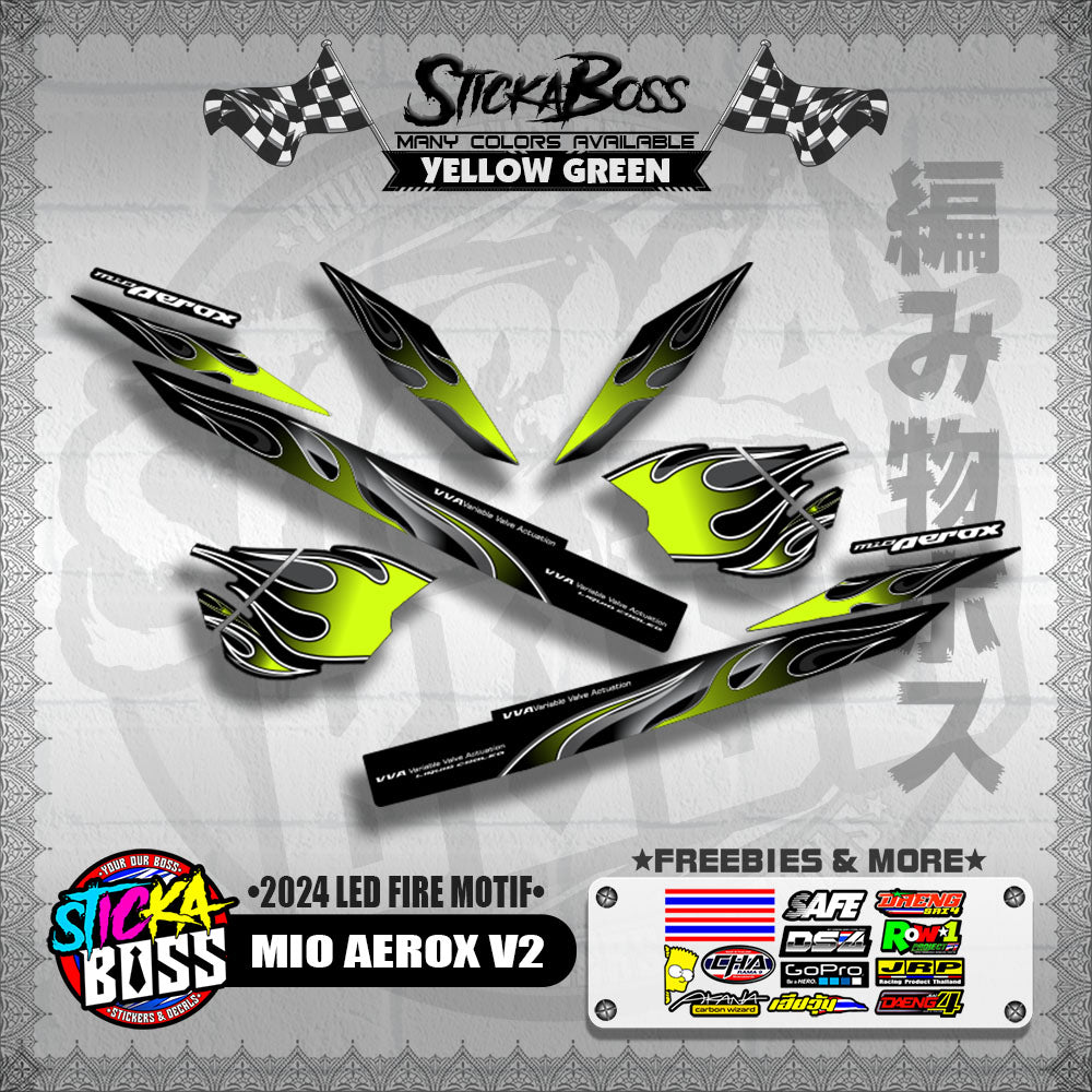 MIO AEROX V2 DECALS ( 2024 LED FIRE MOTIF )【WITH FREEBIES】