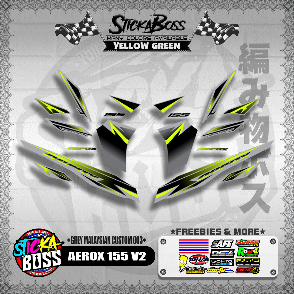 AEROX 155 V2 DECALS ( GREY MALAYSIAN CUSTOM 003 )【WITH FREEBIES】