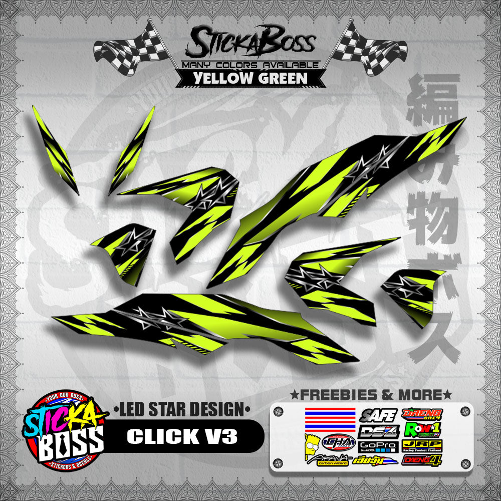 CLICK V3 DECALS ( LED STAR DESIGN )【WITH FREEBIES】