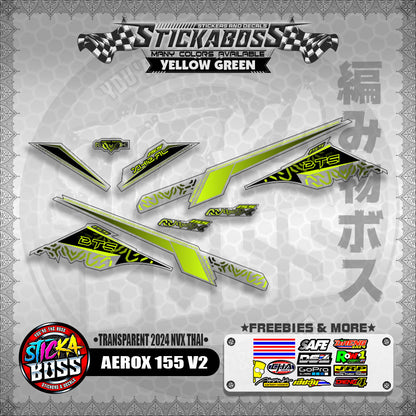 TRANSPARENT AEROX 155 V2 STICKER DECALS ( TRANSPARENT 2024 NVX THAI )【WITH FREEBIES】