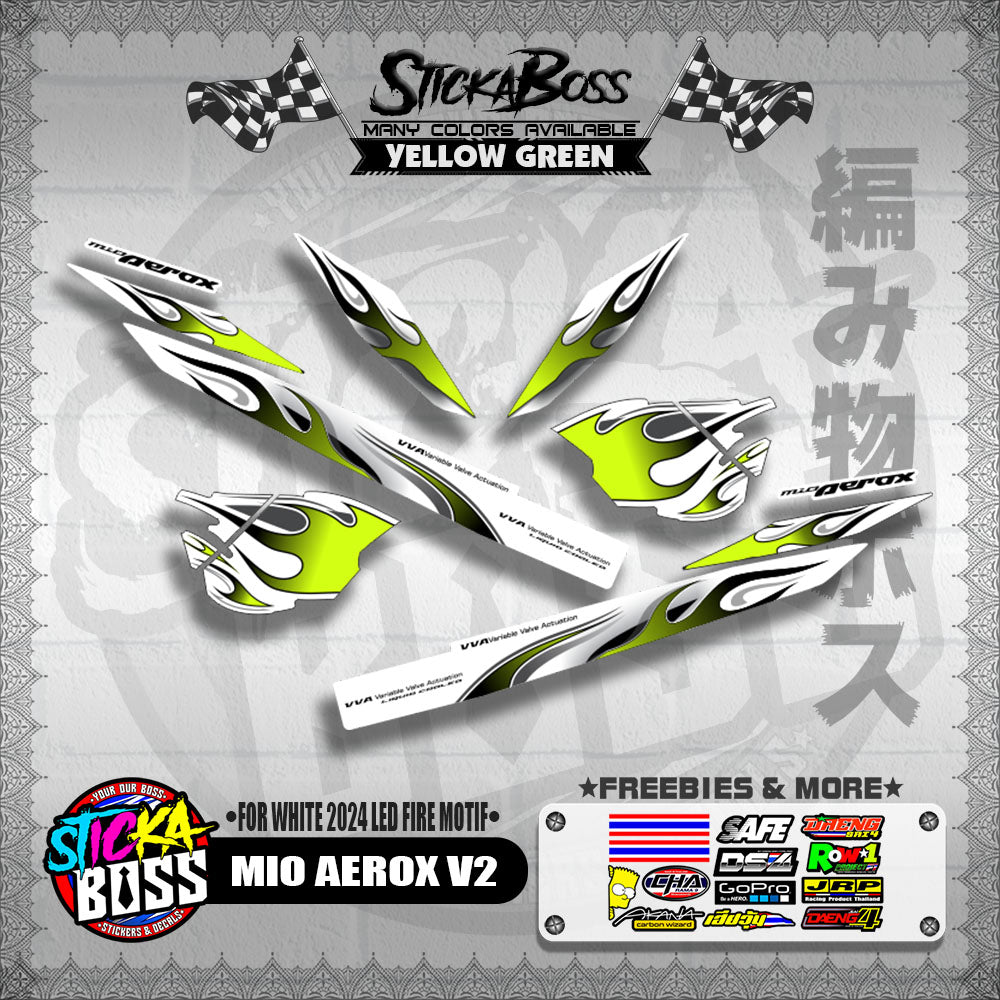 MIO AEROX V2 DECALS ( FOR WHITE 2024 LED FIRE MOTIF )【WITH FREEBIES】