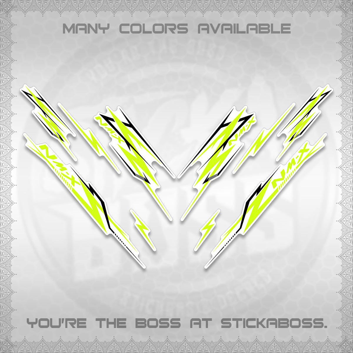 NMAX V2 FOR WHITE DECALS (2024 NM A8 STYLE) STICKER DECALS By STICKABOSS