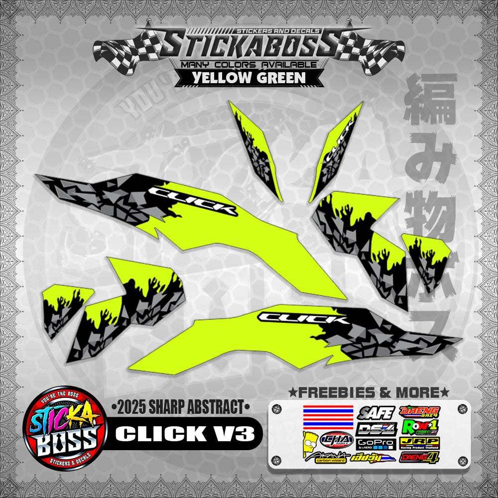 CLICK V3 INDO STICKER DECALS ( 2025 SHARP ABSTRACT  )【WITH FREEBIES】