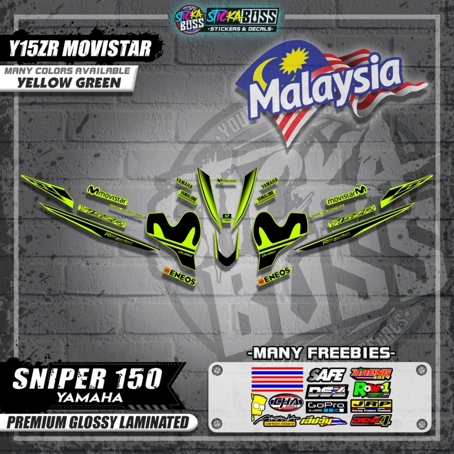Sniper 150 Malaysian Decals ( Y15ZR MOVISTAR )【WITH FREEBIES】Malaysia Concept