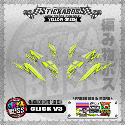 【PREMIUM UV PRINT】TRANSPARENT CLICK 125 V3 STICKER DECALS ( ELECTRO FLASH 2023 )【WITH FREEBIES】