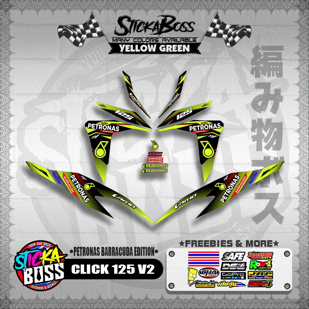 CLICK 125 V2 DECALS ( PETRONAS BARRACUDA EDITION )【WITH FREEBIES】