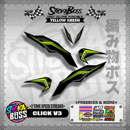 CLICK V3 DECALS ( 2 TONE SPEED STREAKS )【WITH FREEBIES】