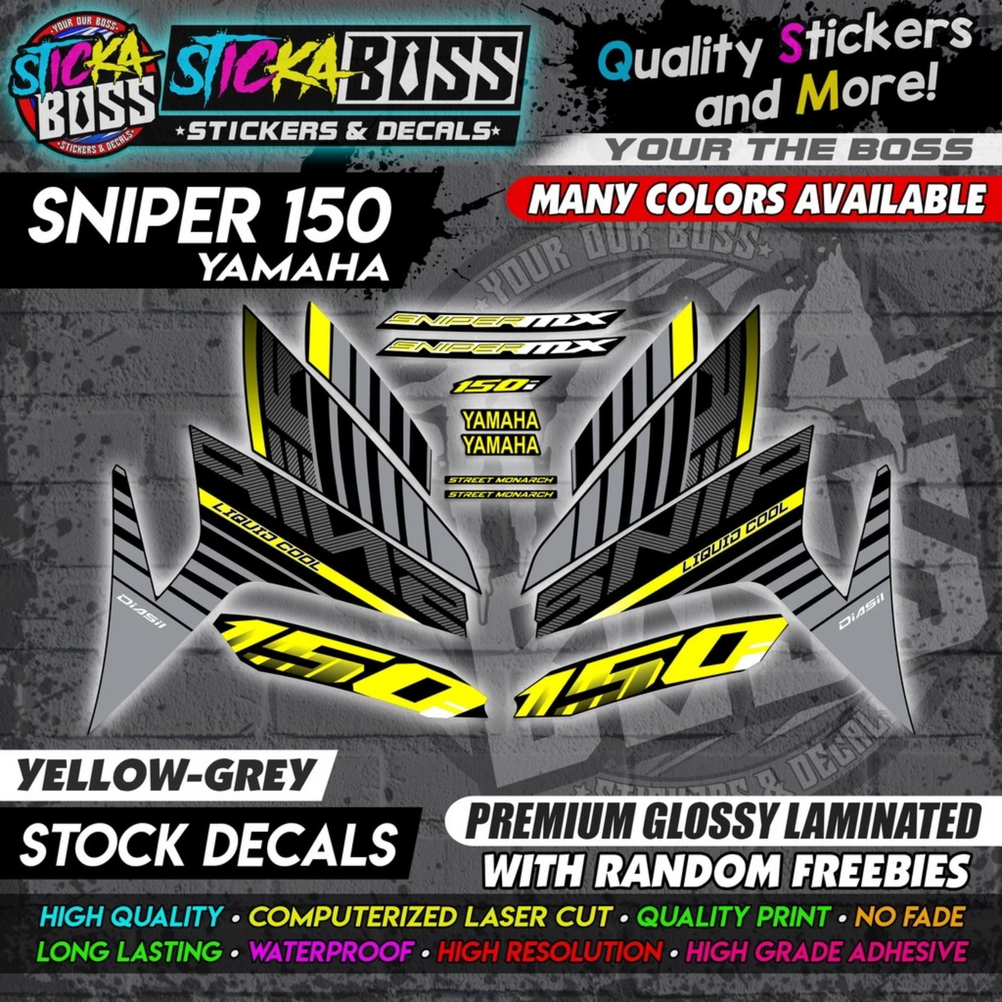 YAMAHA SNIPER 150 Stock Decals [ASSORTED COLORS] Sticker【PREMIUM GLOSSY LAMINATED】