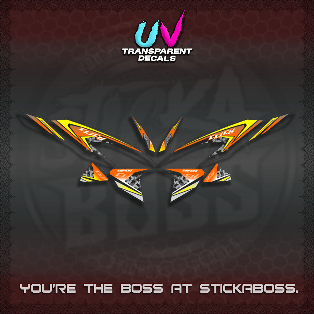 CLICK V2 UV TRANSPARENT DECALS (125-150 TRIBAL VIETNAM)STICKER DECALS By STICKABOSS