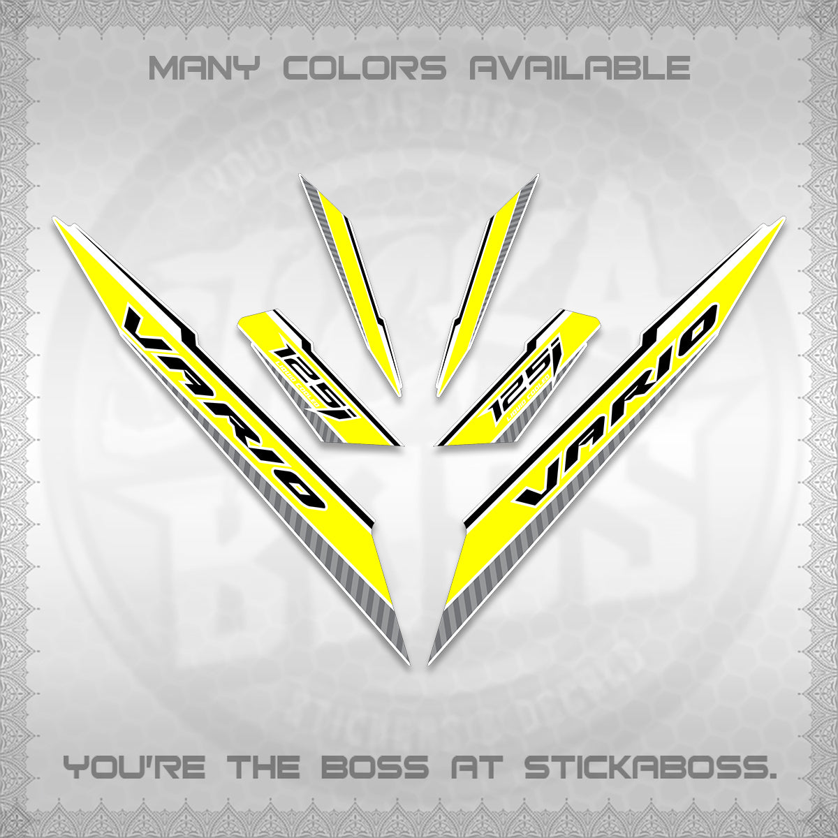 CLICK 125 V3 VARIO FOR WHITE DECALS (2024 SV 12-A1 STYLE) STICKER DECALS By STICKABOSS