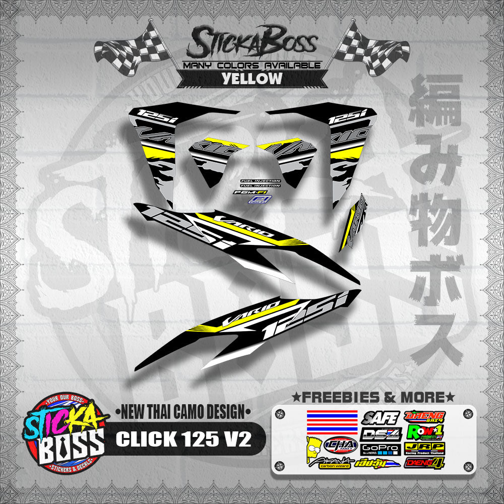 CLICK 125 V2 DECALS ( NEW THAI CAMO DESIGN )【WITH FREEBIES】
