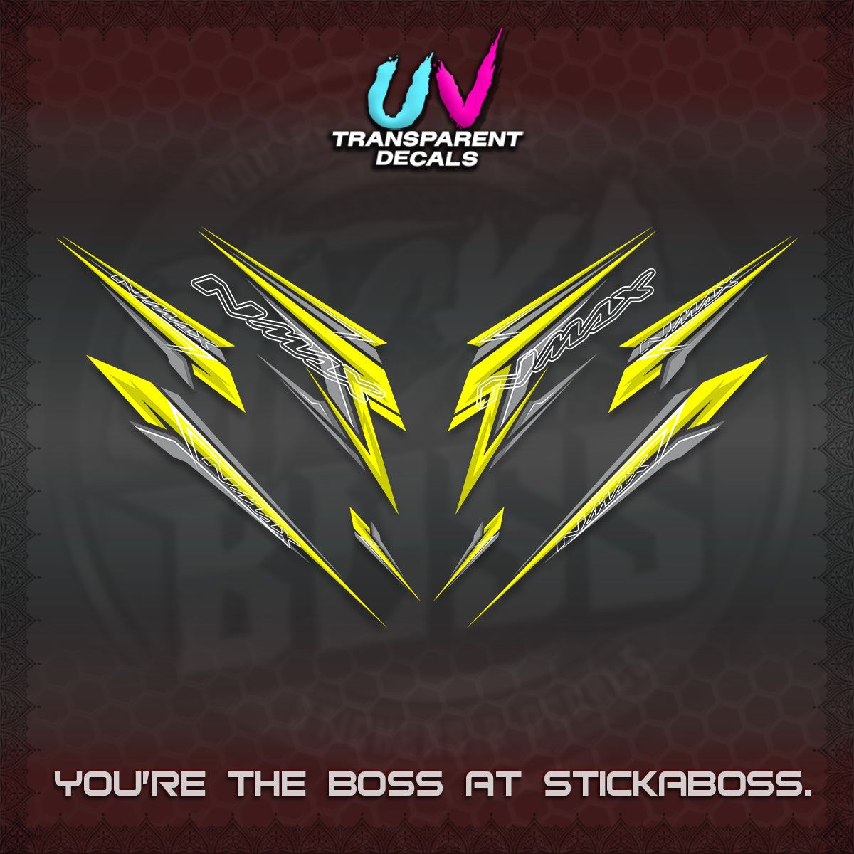 NMAX V2 UV TRANSPARENT DECALS (2024 NM 00-A1 STYLE) STICKER DECALS By STICKABOSS