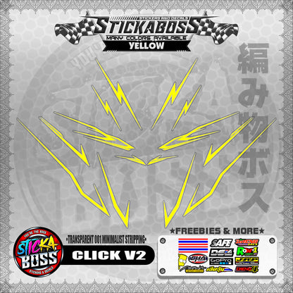 【PREMIUM UV PRINT】TRANSPARENT CLICK V2 STICKER DECALS ( 001 MINIMALIST STRIPPING )【WITH FREEBIES】