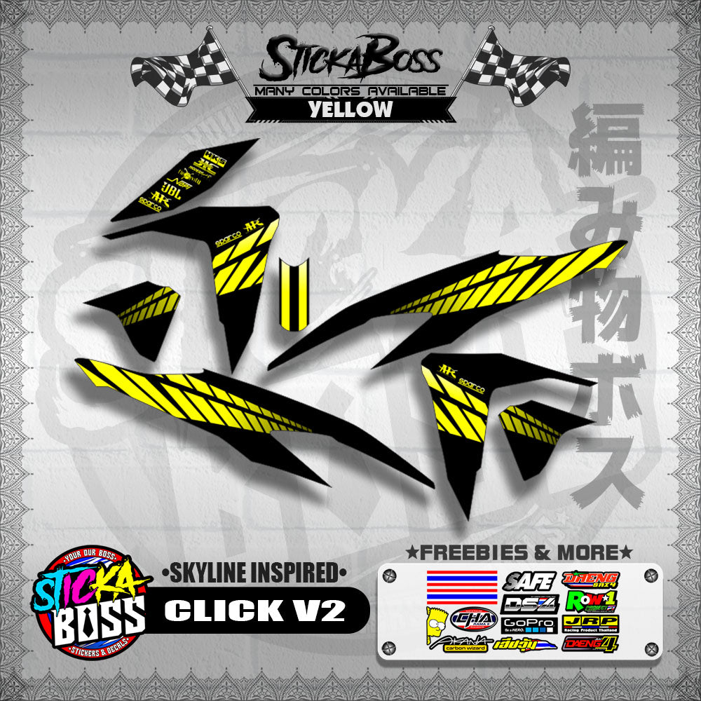 CLICK V2 DECALS ( SKYLINE INSPIRED )【WITH FREEBIES】