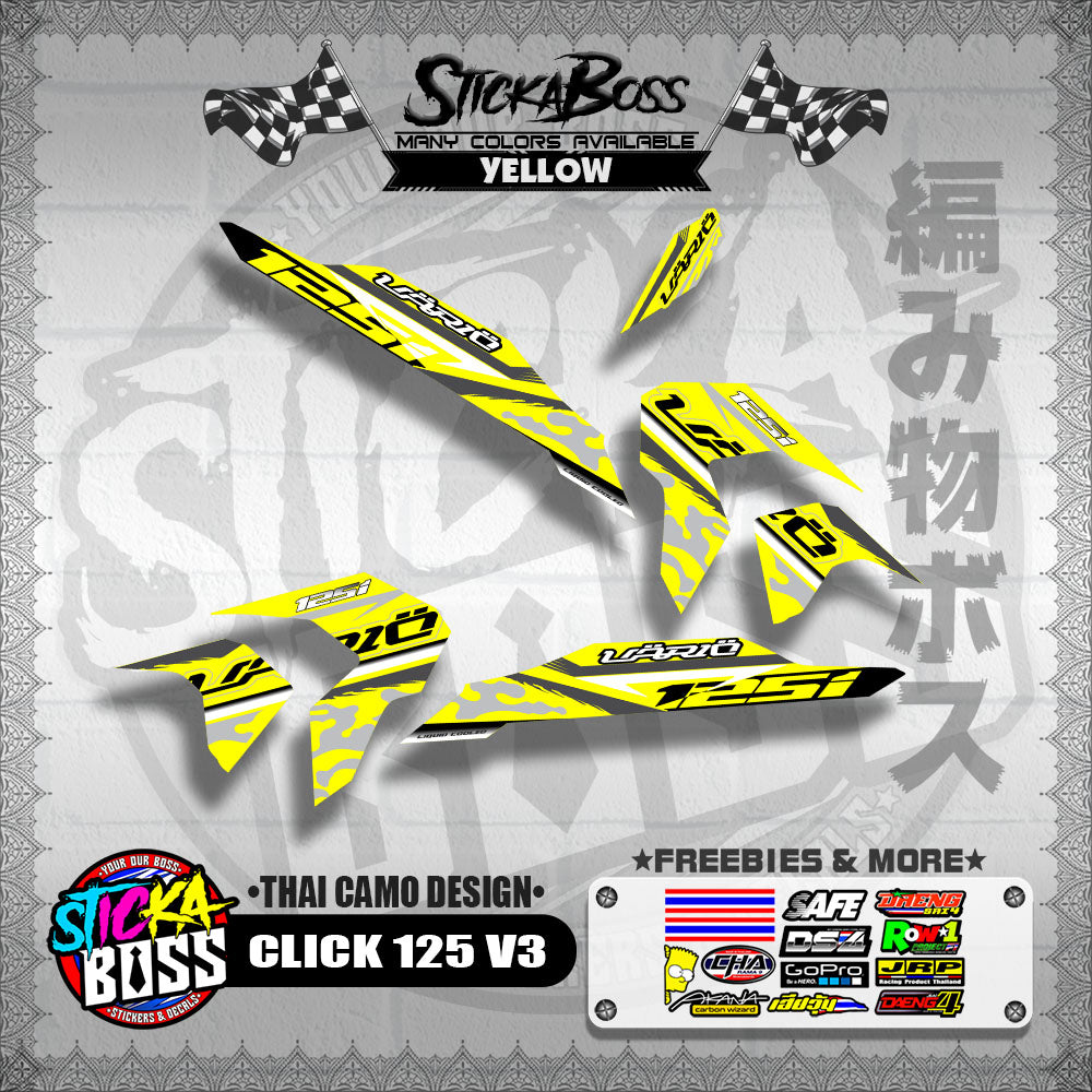 CLICK 125i V3 DECALS ( THAI CAMO DESIGN )【WITH FREEBIES】
