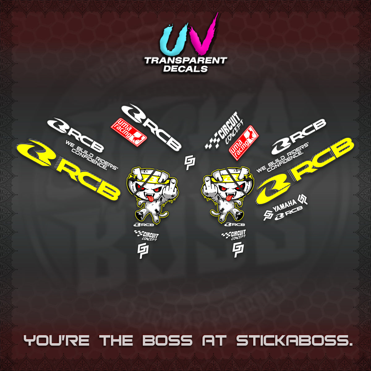 AEROX V2 UV TRANSPARENT DECALS (2026 RACE ZOMBIE DESIGN)STICKER DECALS By STICKABOSS