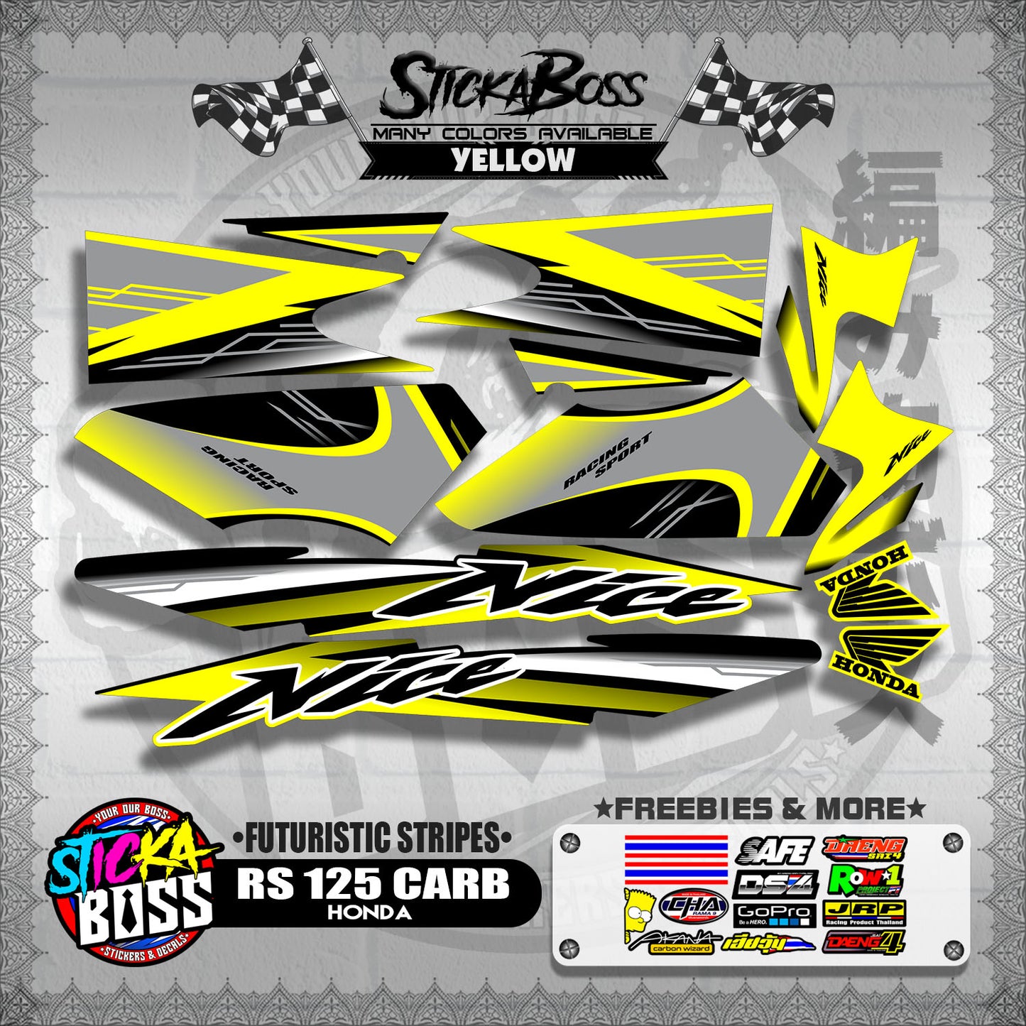 RS 125 THAI DECALS ( FUTURISTIC STRIPES )【WITH FREEBIES】