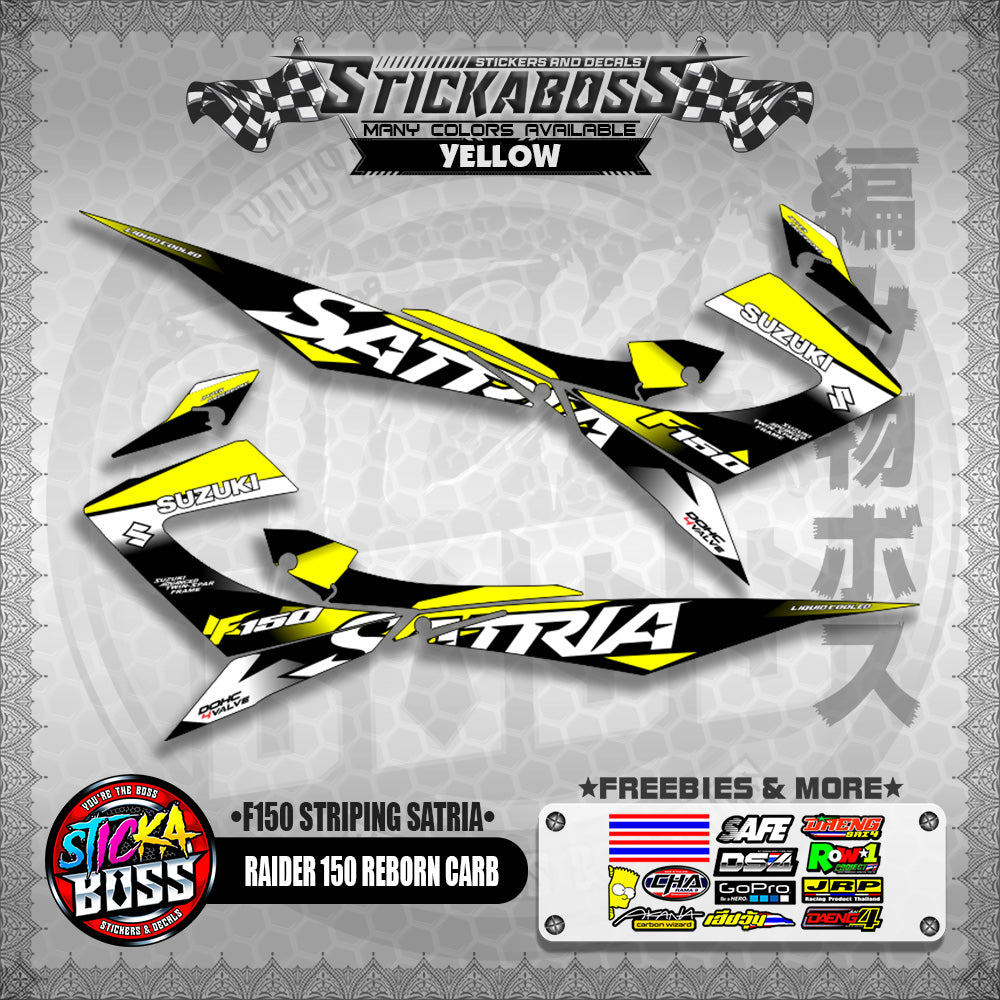 RAIDER 150 REBORN CARB STICKER DECALS ( F150 STRIPING SATRIA )【WITH FREEBIES】