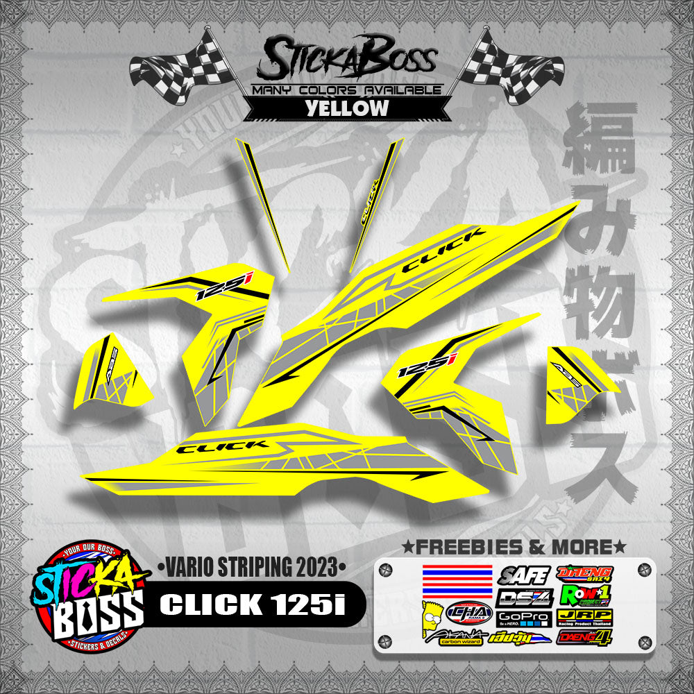 CLICK 125i V3 STOCK DECALS ( VARIO STRIPING 2023 )【WITH FREEBIES】