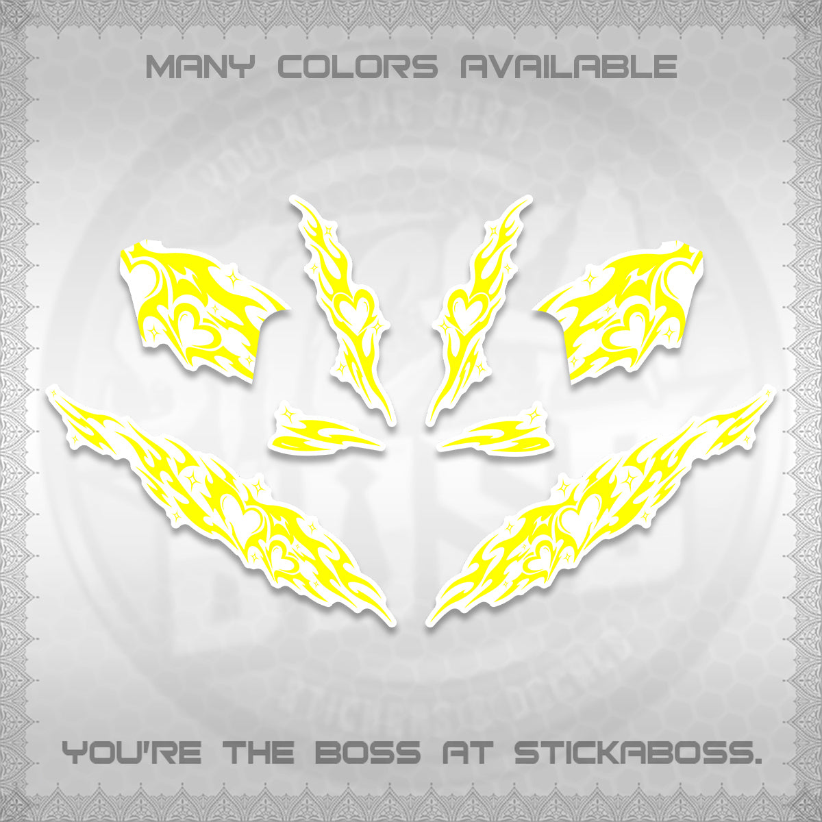 CLICK 125 V2 FOR WHITE DECALS (2026 STRIPING HEART DESIGN) STICKER KITS BY STICKABOSS