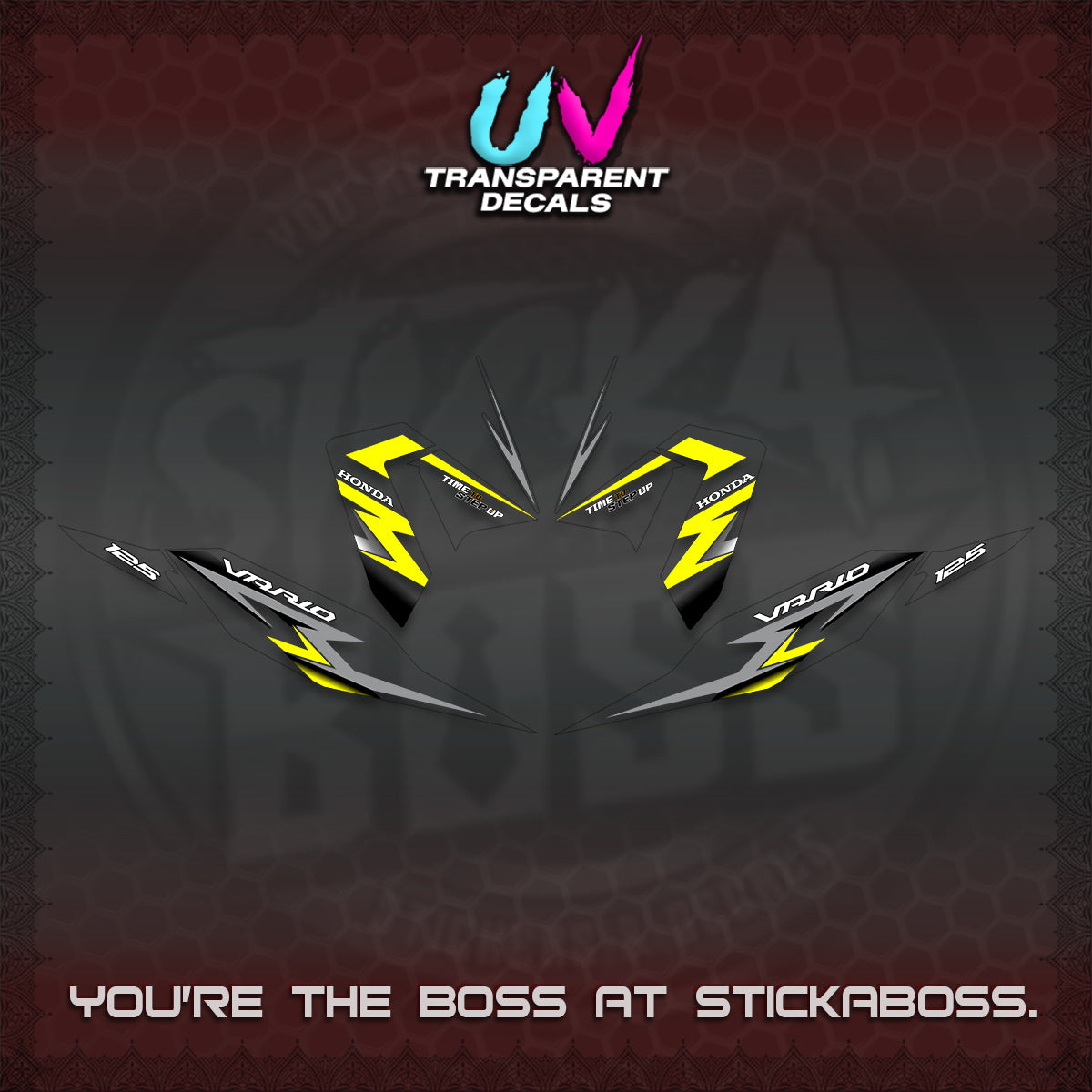 CLICK 125 V4 VARIO UV TRANSPARENT DECALS (2026 VR0006 DESIGN) STICKER KITS BY STICKABOSS