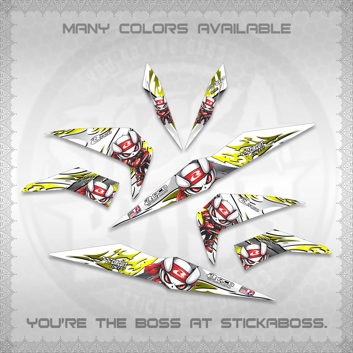 BEAT FI V2 FOR WHITE DECALS (2026 NEW RCB 2.0 DESIGN) STICKER KITS BY STICKABOSS