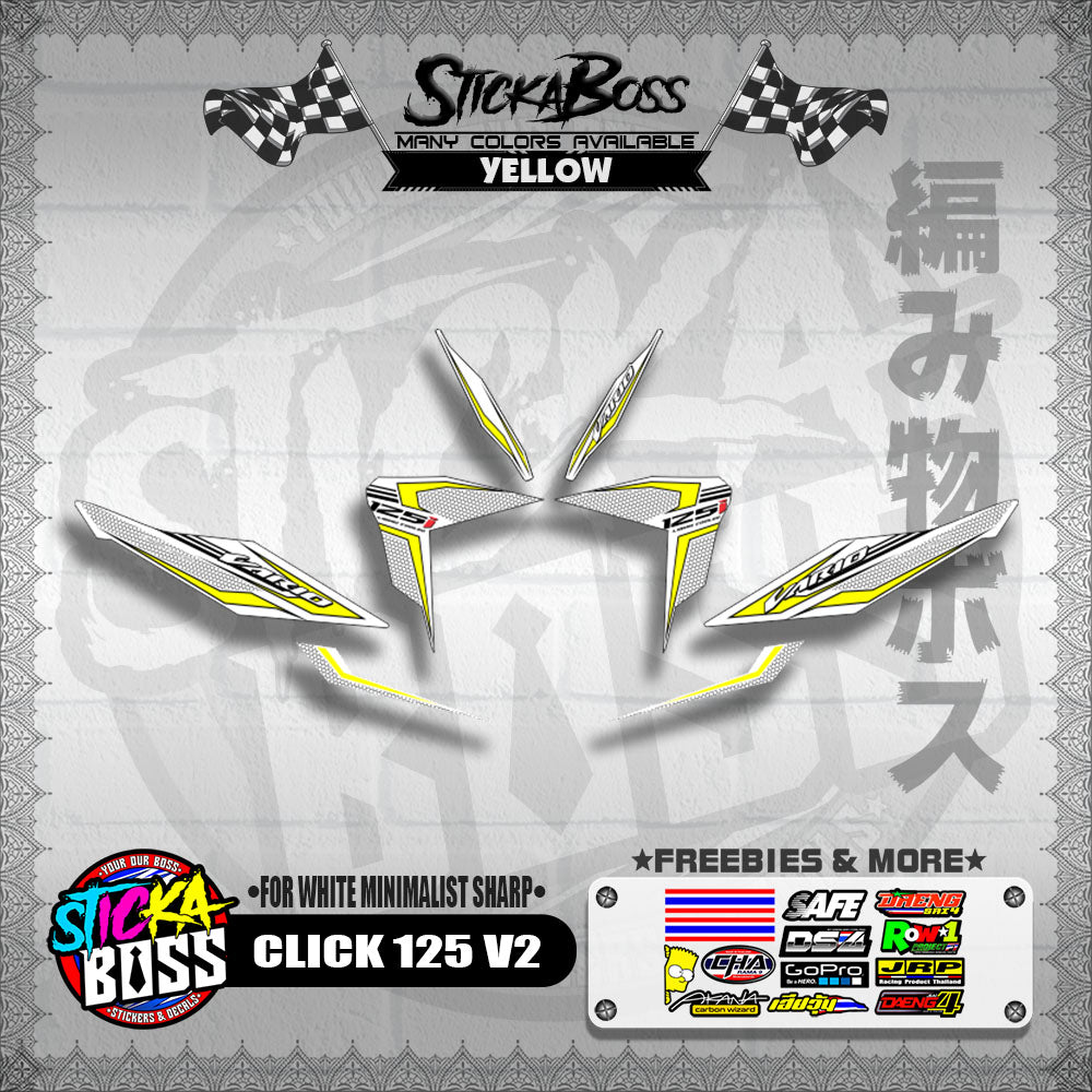CLICK 125 V2 DECALS ( FOR WHITE MINIMALIST SHARP )【WITH FREEBIES】