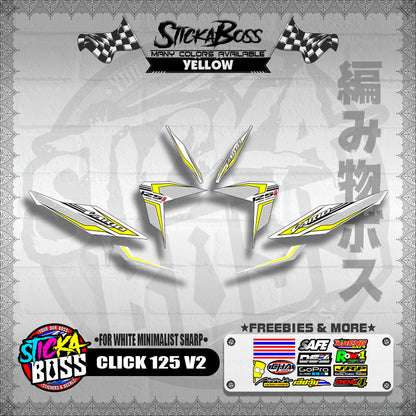 CLICK 125 V2 DECALS ( FOR WHITE MINIMALIST SHARP )【WITH FREEBIES】