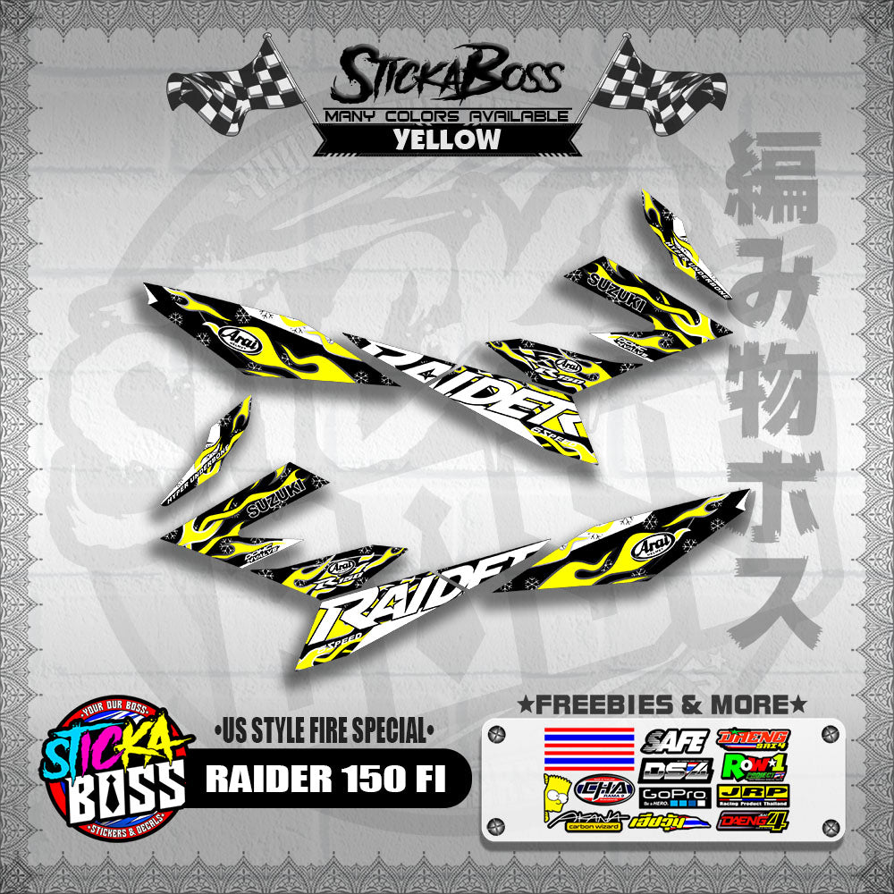 RAIDER 150 FI DECALS ( US STYLE FIRE SPECIAL )【WITH FREEBIES】