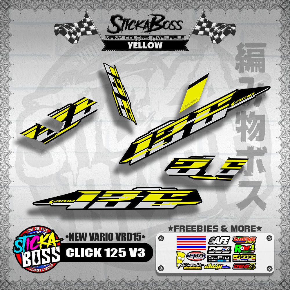 CLICK 125 V3 DECALS ( NEW VARIO VRD15 )[ PREMIUM GLOSSY LAMINATED ]【WITH FREEBIES】