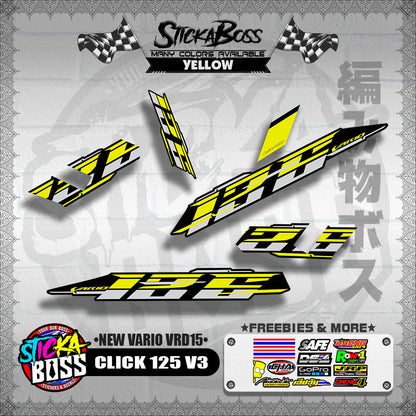 CLICK 125 V3 DECALS ( NEW VARIO VRD15 )[ PREMIUM GLOSSY LAMINATED ]【WITH FREEBIES】