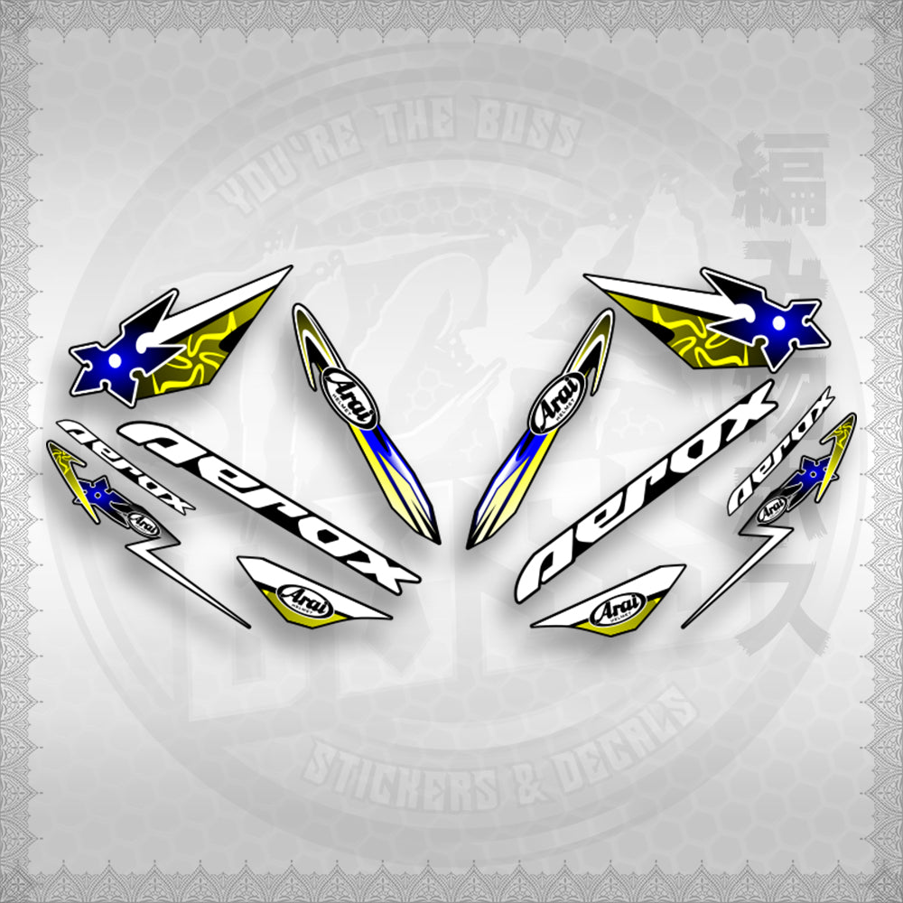 AEROX 155 V1 CUSTOM DESIGN ( ARAI NINJA BLADES ) STICKER DECALS By STICKABOSS