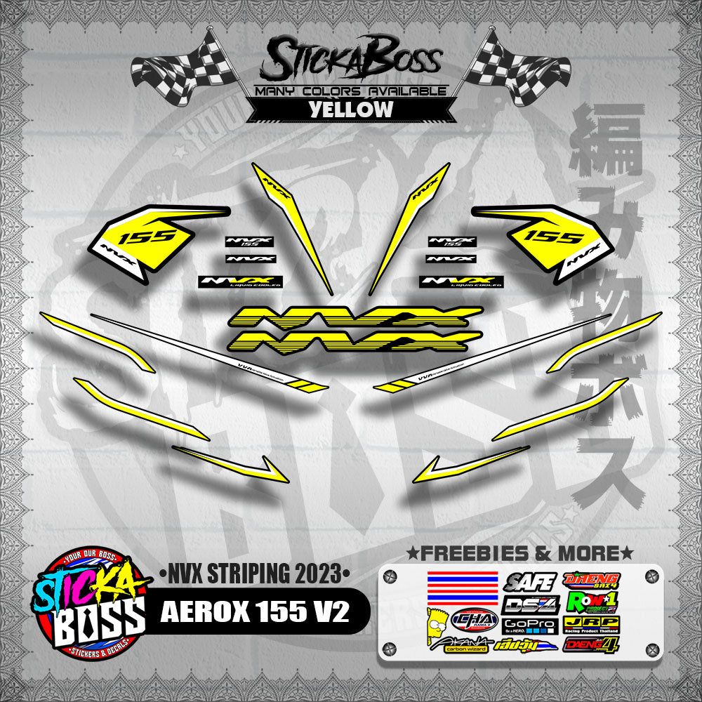 AEROX 155 V2 DECALS ( NVX STRIPING 2023 )【WITH FREEBIES】