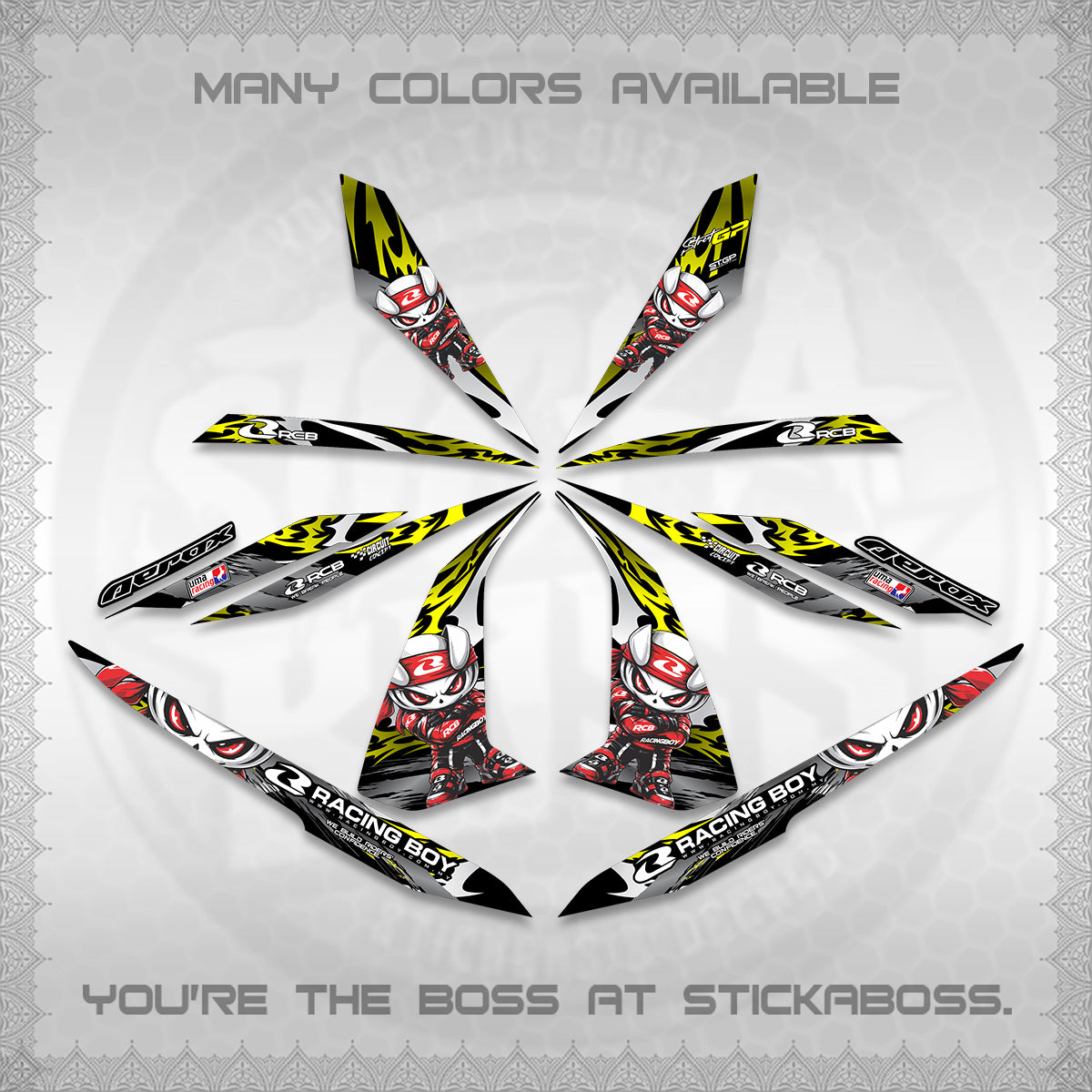 AEROX 155 V1 DECALS (2026 NEW RCB 2.0 DESIGN) STICKER KITS BY STICKABOSS
