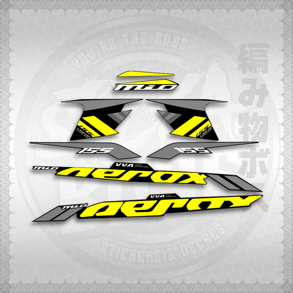 STICKER DECALS for AEROX 155 V1 (AV120X7IN) By STICKABOSS (SOFIE LAMINATED WATERPROOF)