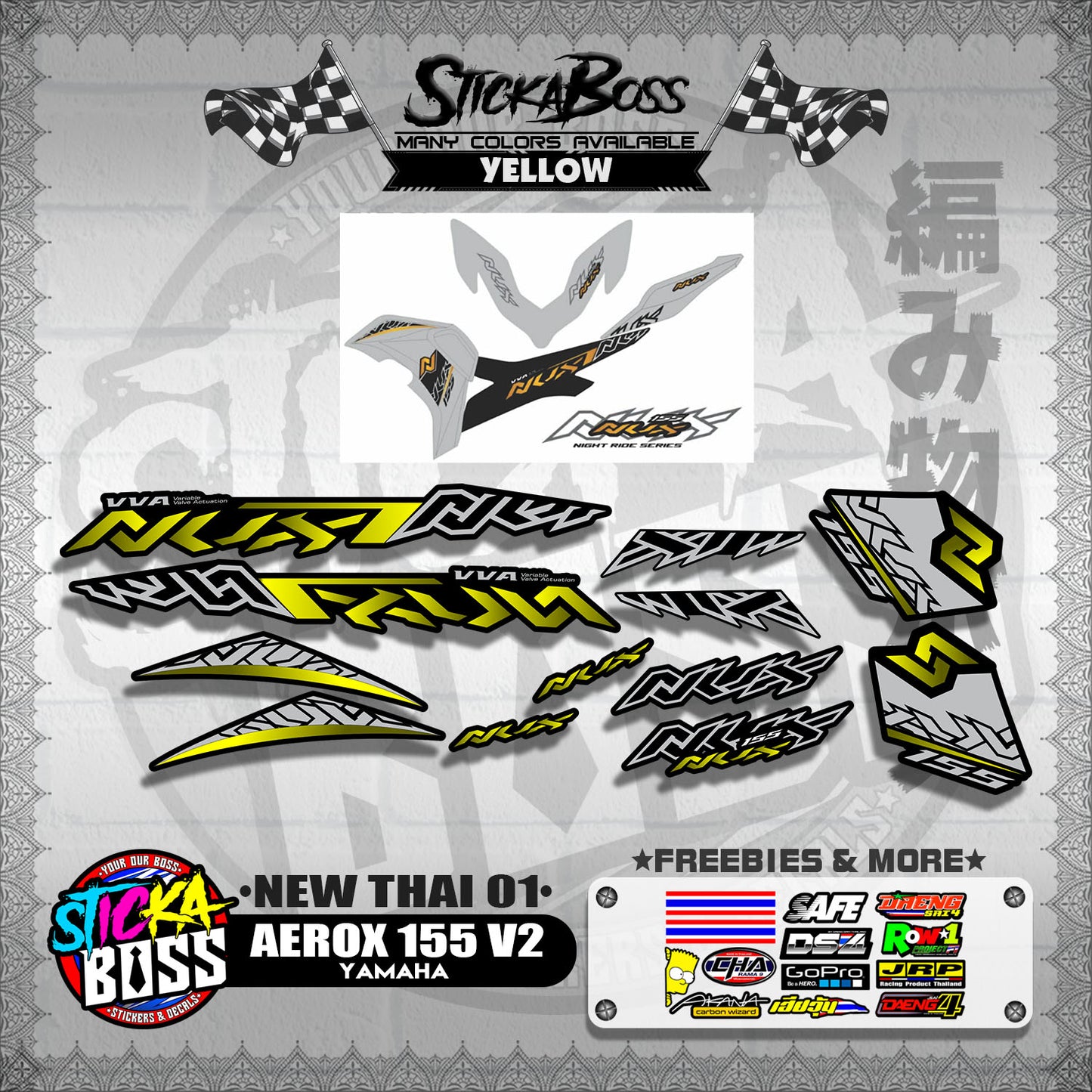 AEROX 155 V2 DECALS ( NEW THAI 01 )【WITH FREEBIES】